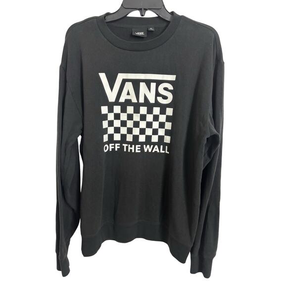 Vans Off The Wall Black White Checkered Crewneck Pullover Size XL Skater Grunge - Picture 1 of 5